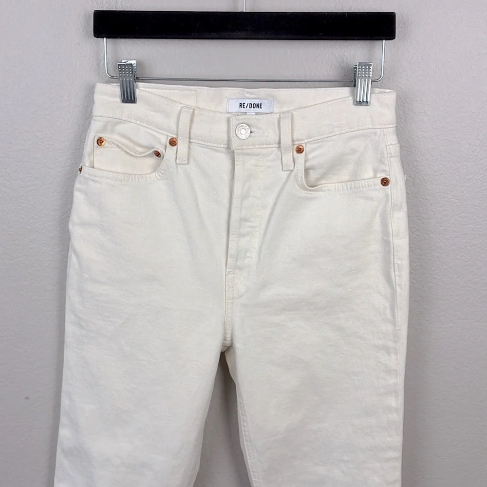 RE/DONE 90s High Rise Ankle Crop Jean Vintage White Button-Fly Slim Levis  26 - Picture 9 of 15